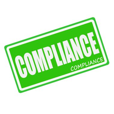 COMPLIANCE white stamp text on green