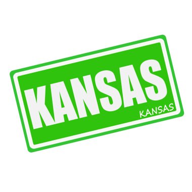 KANSAS white stamp text on green