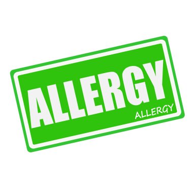 ALLERGY white stamp text on green