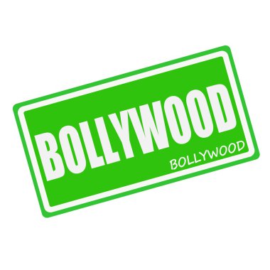 BOLLYWOOD white stamp text on green