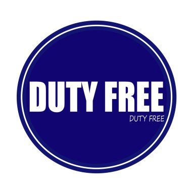 DUTY FREE white stamp text on blue