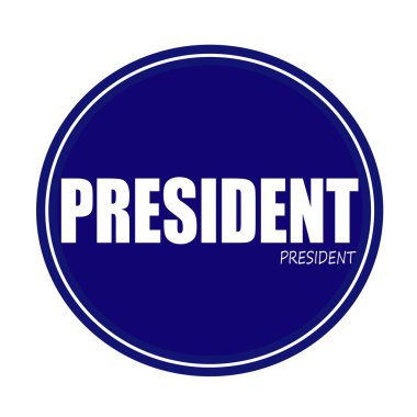 Başkan beyaz Damga metni mavi