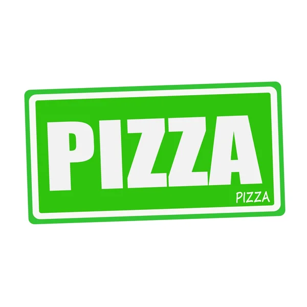 Pizza weißer Stempel Text auf grün — Stockfoto