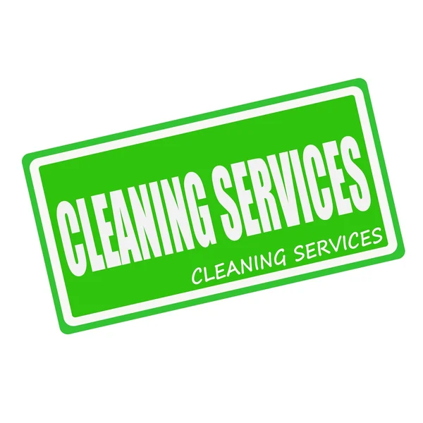 CLEANING SERVICES white stamp text on green
