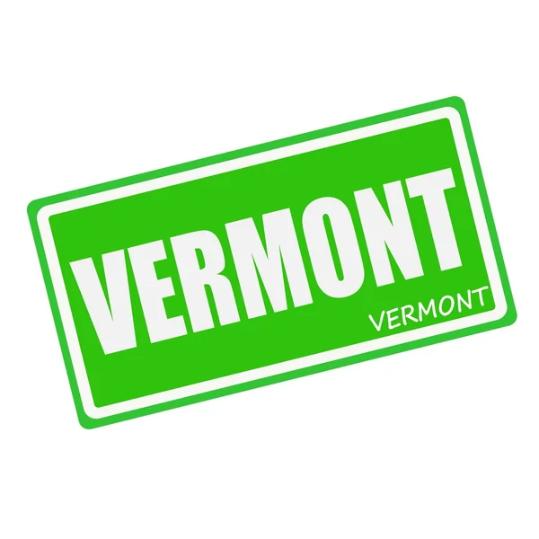 VERMONT white stamp text on green — 图库照片