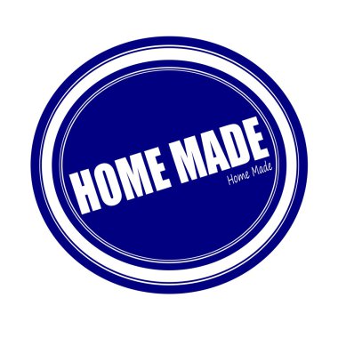 HOME MADE white stamp text on blue clipart