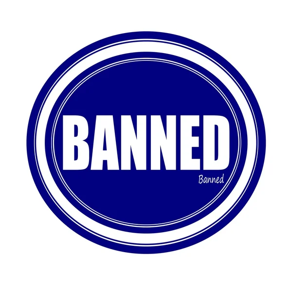 BANNED texto selo branco em azul — Fotografia de Stock