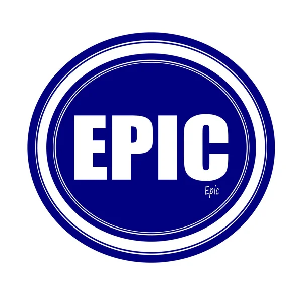 EPIC white stamp text on blue — Stock Photo, Image