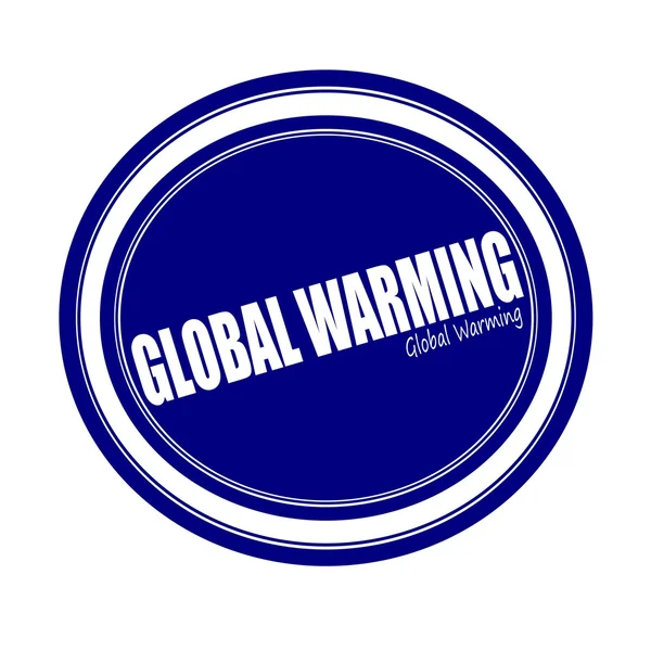 Παγκόσμια υπερθέρμανση του πλανήτη σφραγίδα λευκό κείμενο σε μπλε — Φωτογραφία Αρχείου
