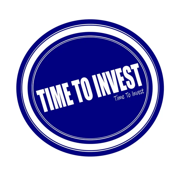 Invest időt fehér bélyegzőszöveg kék — Stock Fotó