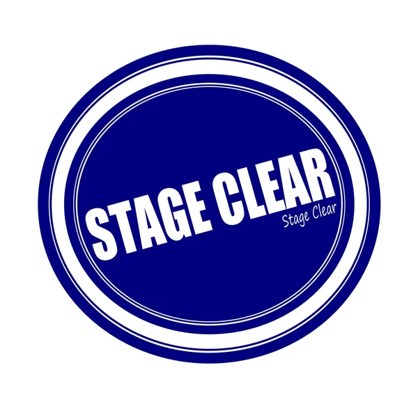 Bühne klar weißer Stempeltext auf blau — Stockfoto