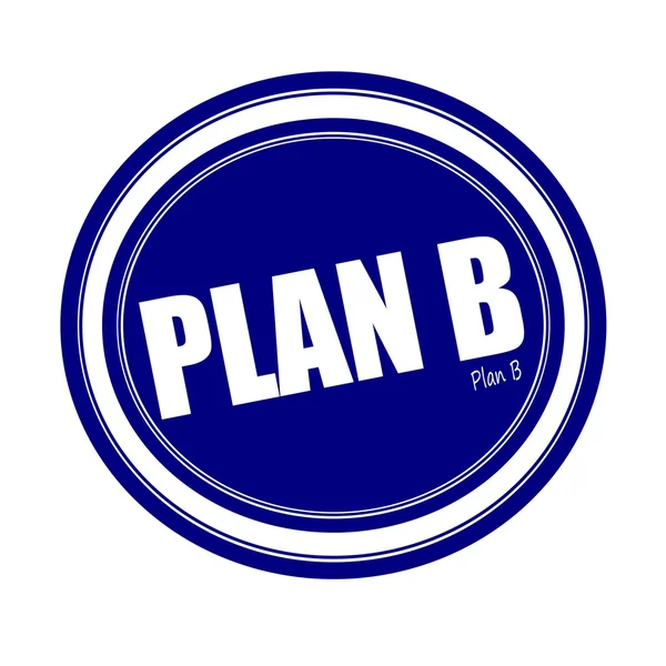 PLAN B timbre blanc texte sur bleu — Photo