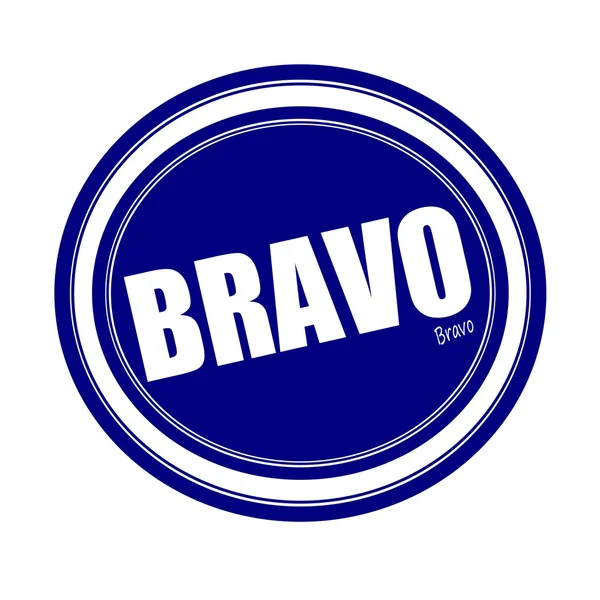 BRAVO timbro bianco testo su blu — Foto Stock