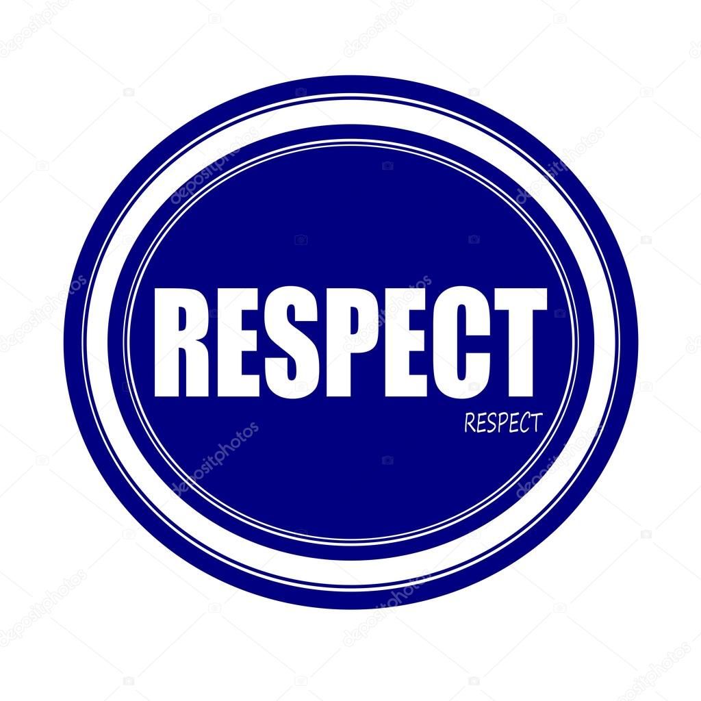 RESPECT white stamp text on blue