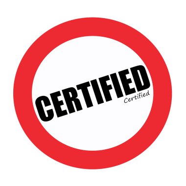 beyaz üzerine siyah damga metni sertifikalı