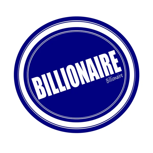 BILLIONAIRE texto selo branco em azul — Fotografia de Stock