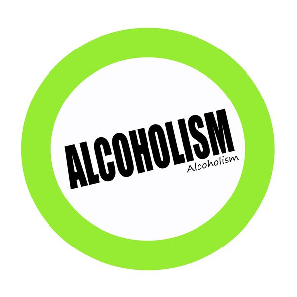 ALCOHOLISM black stamp text on green 