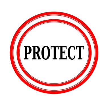 Beyaz kağıt üzerinde siyah Damga metni korumak