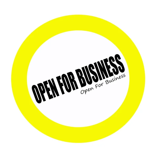 Open For Business svart Stämpeltext på vit — Stockfoto