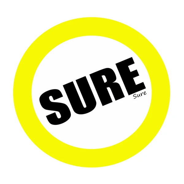 SURE back stamp text on white — Stock Photo, Image