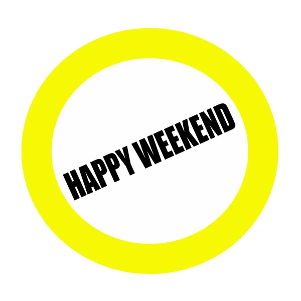 Glückliches Wochenende schwarzer Stempeltext auf weiß — Stockfoto
