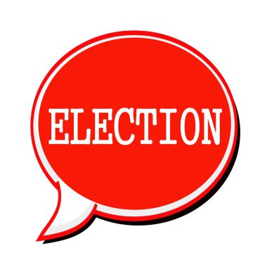 Seçim beyaz damga metni üzerinde kırmızı konuşma balonu