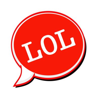 LOL white stamp text on red Speech Bubble clipart