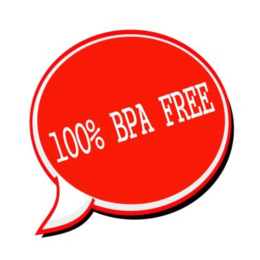 % 100 Bpa ücretsiz beyaz damga metni üzerinde kırmızı konuşma balonu