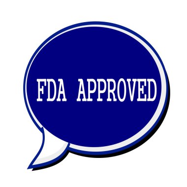 FDA onaylı beyaz damga metni blueblack konuşma balonu üzerinde