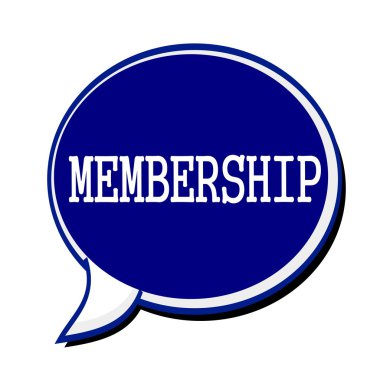 Üyelik beyaz damga metni blueblack konuşma balonu üzerinde