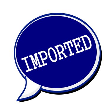 Beyaz damga metni blueblack konuşma balonu üzerinde ithal