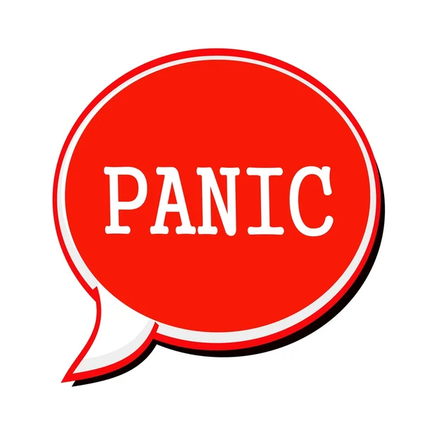 Текст білої марки PANIC на червоній бульбашці мовлення — стокове фото