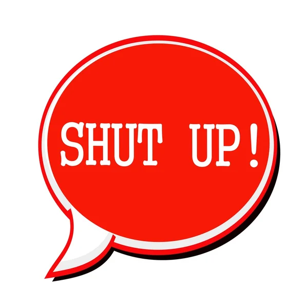 Shut Up text bílý razítka na bublinu červené — Stock fotografie