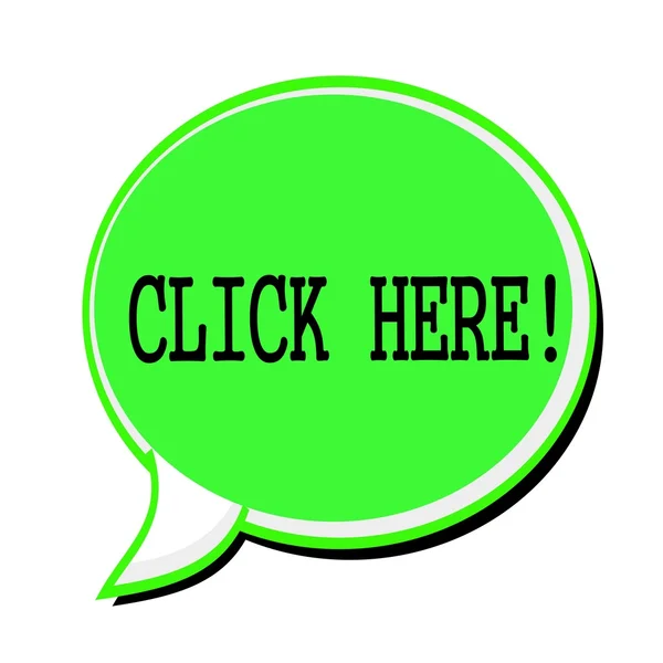 CLICK HERE black stamp text on green Speech Bubble — Stock Photo, Image
