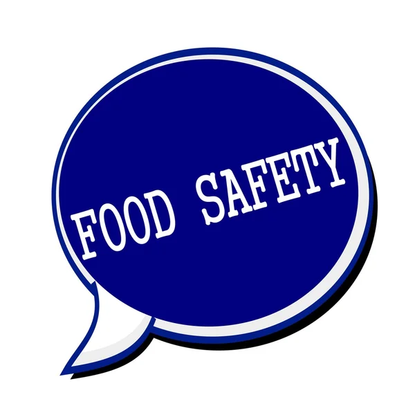 Mat säkerhet vit stämpel text på blueblack pratbubbla — Stockfoto