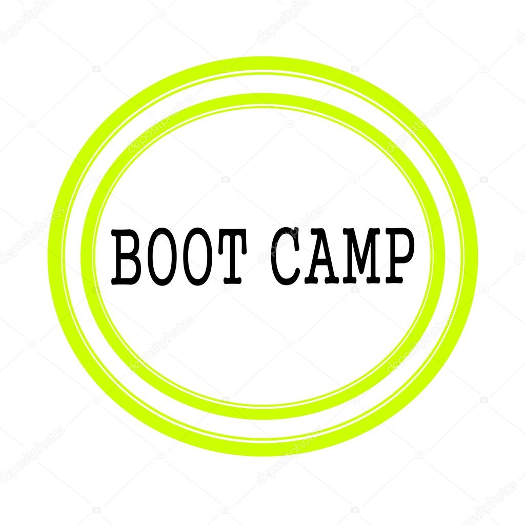 BOOT CAMP black stamp text on white