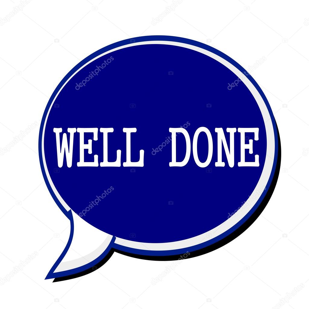 Bra gjort vit stämpel text på blueblack pratbubbla — Stockfotografi