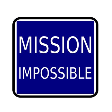 Mission Impossible beyaz damga metni buleblack arka plan üzerinde