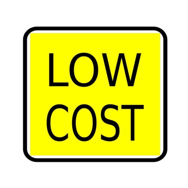 Düşük maliyetli siyah damga metni sarı zemin üzerine