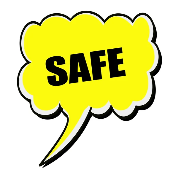 Безпечний текст чорної марки на жовтій бульбашці мовлення — стокове фото
