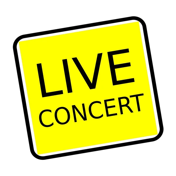Live concerto nero timbro testo su sfondo giallo — Foto Stock