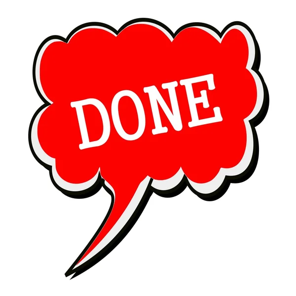 Done white stamp text on red Speech Bubble — Stock Photo, Image