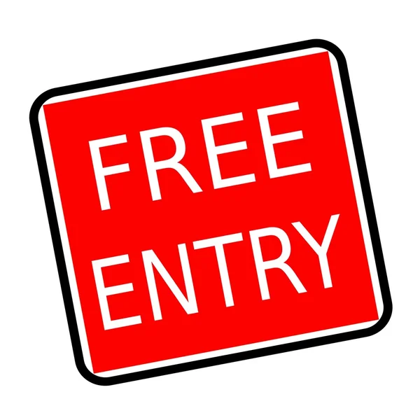 Free entry white stamp text on red background — Stock Photo, Image