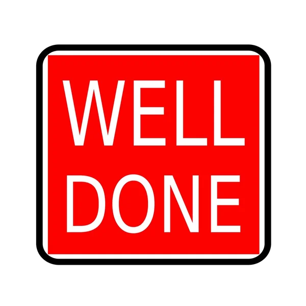 Well done white stamp text on red background — Stock Photo, Image