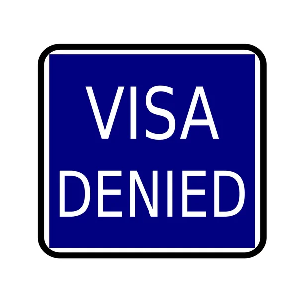 签证被拒绝白色戳文本 buleblack 背景 — 图库照片