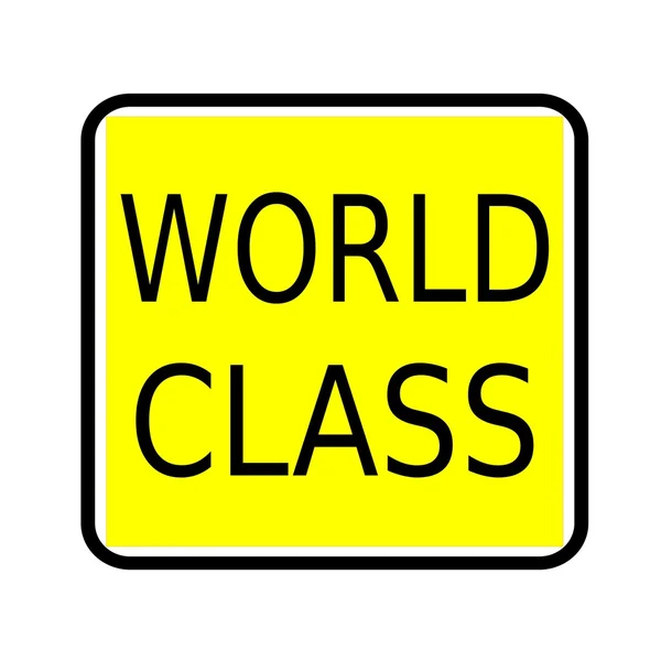 Texto de sello negro de clase mundial sobre fondo amarillo — Foto de Stock
