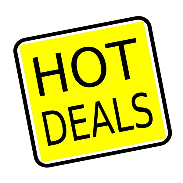 Hot deals zwarte stempel tekst op gele achtergrond — Stockfoto