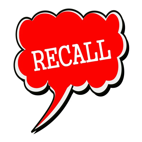 RECALL white stamp text on red Speech Bubble — Stock Photo, Image