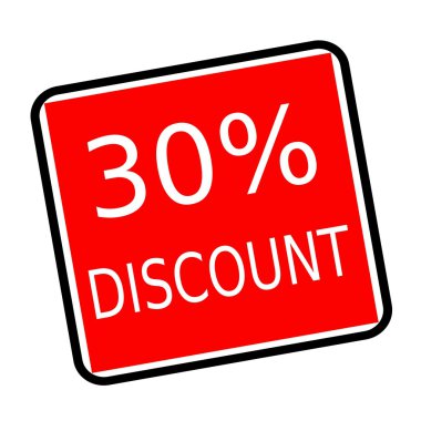 kırmızı zemin üzerine beyaz damga metni yüzde 30 indirim