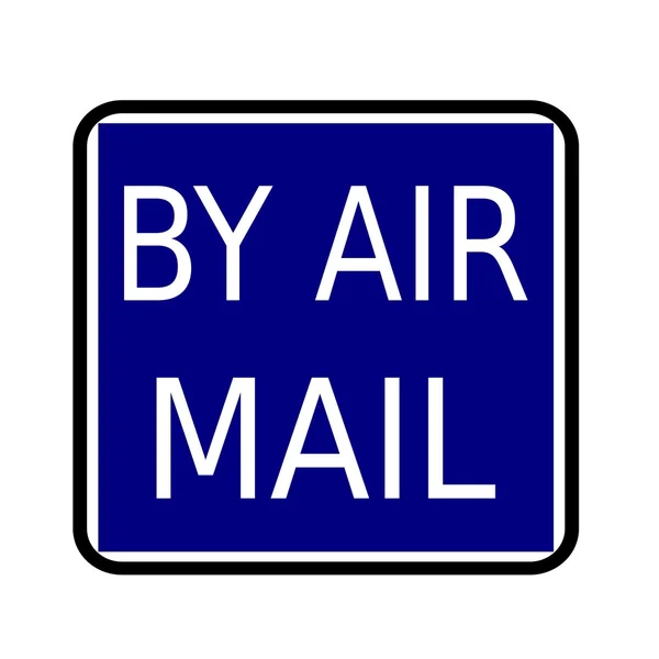 By AIR MAIL timbro bianco su sfondo nero buleblack — Foto Stock